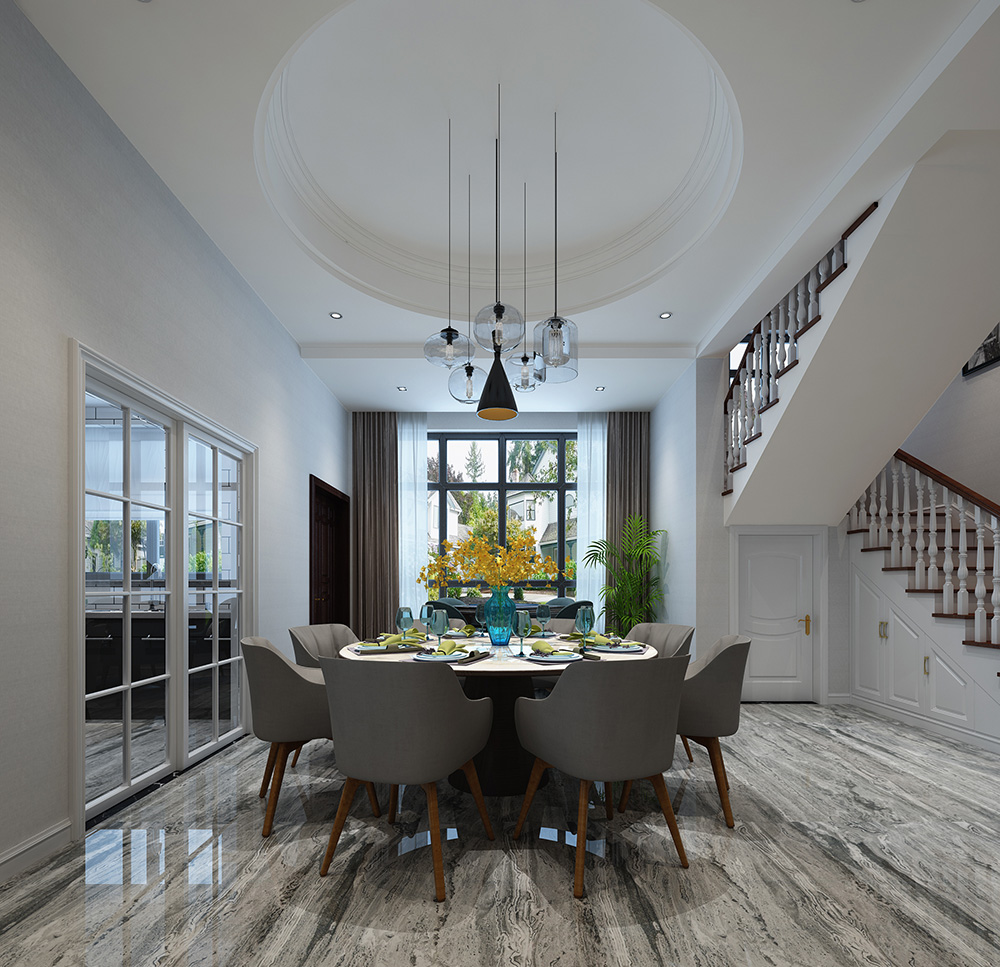 裝修公司現(xiàn)代簡約風格別墅裝修效果圖-餐廳