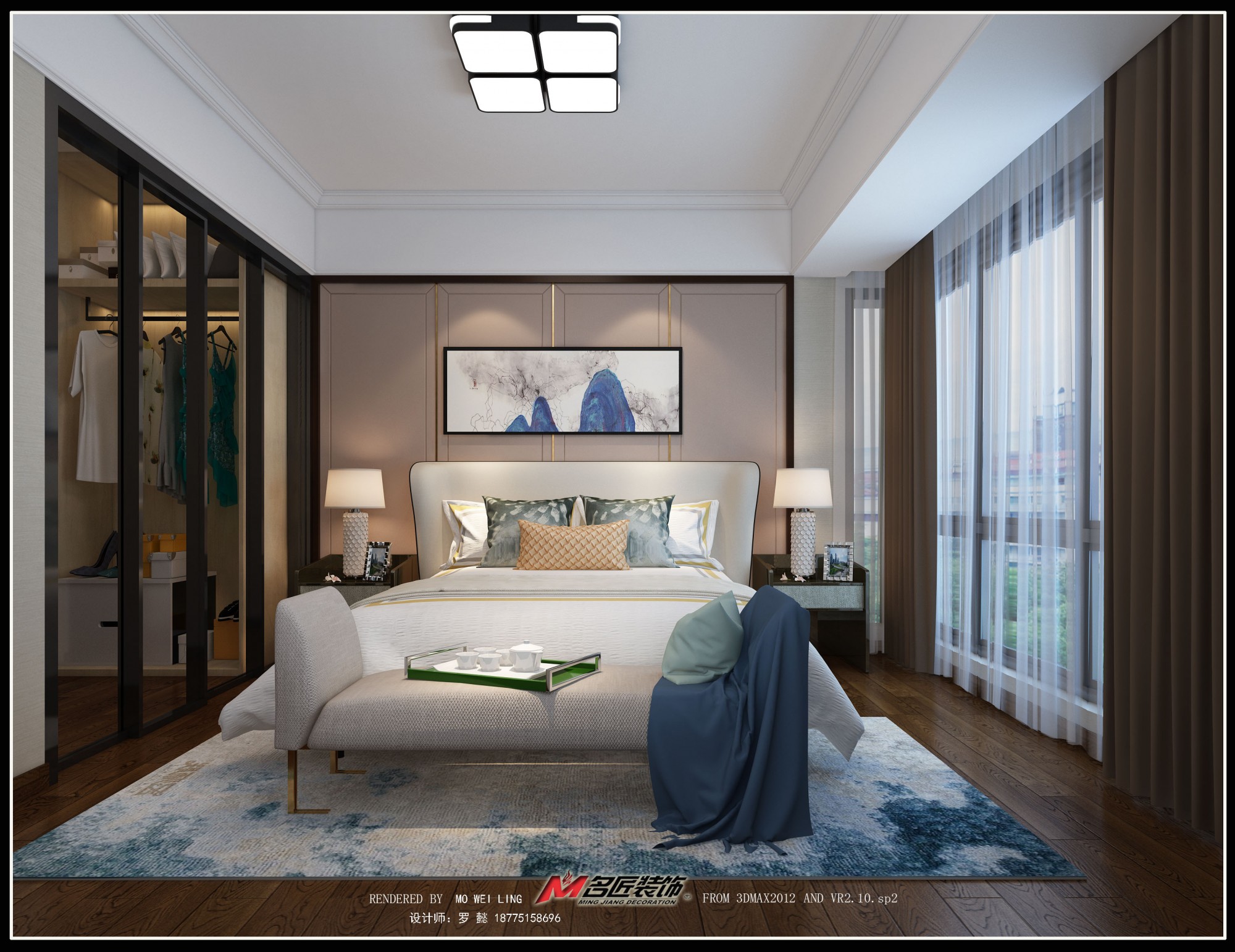 佛山市保利時代天珀新中式風格三居室裝修案例