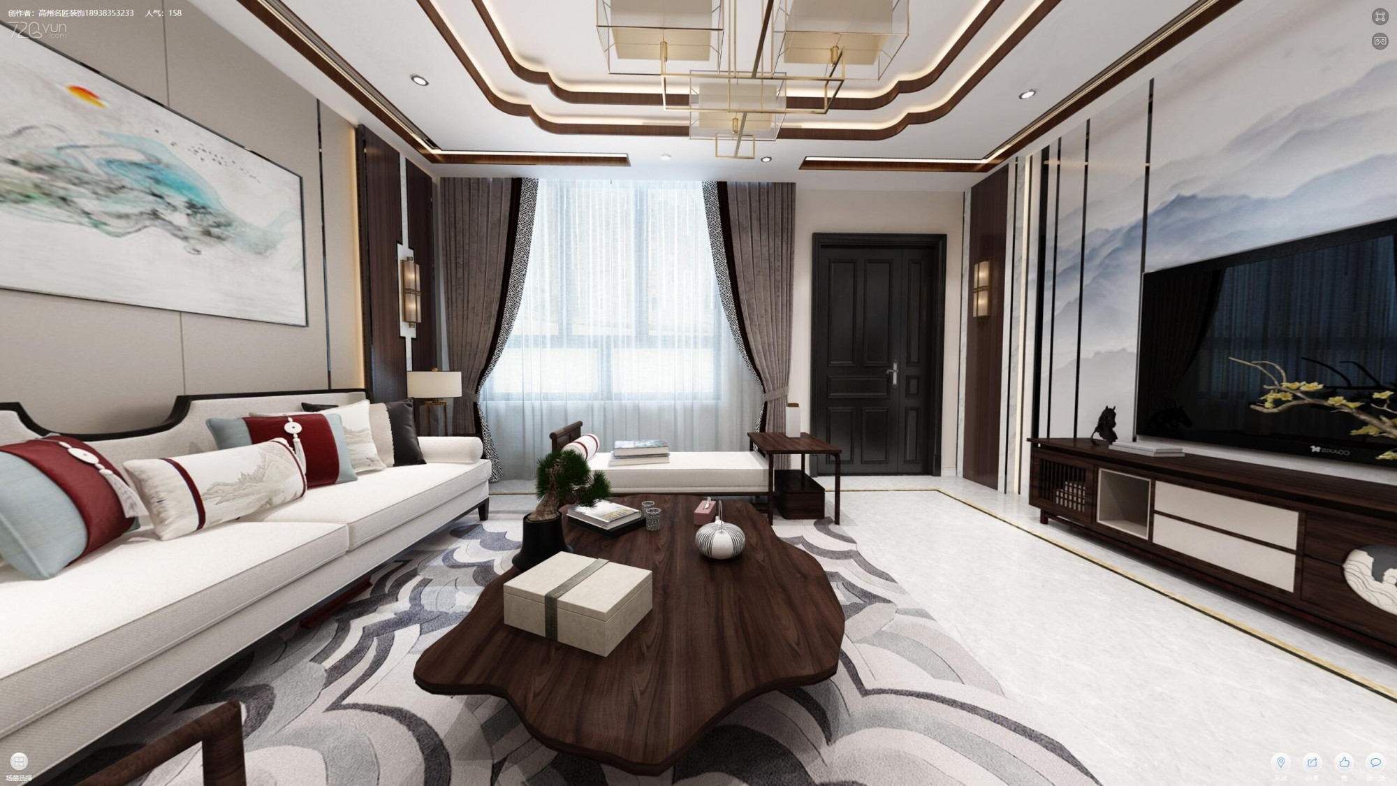 佛山市恒大山湖郡新中式風(fēng)格別墅裝修案例