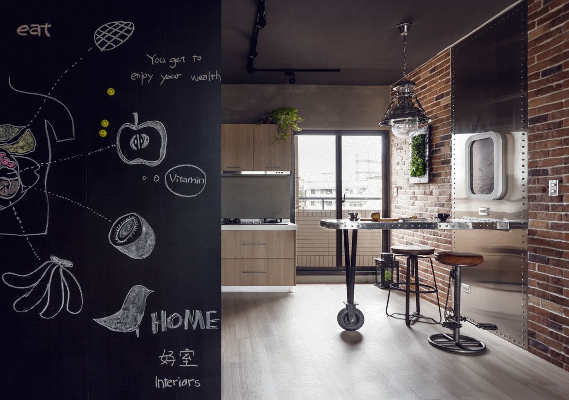 現代工業(yè)風格家裝設計室內裝修效果圖-餐廳