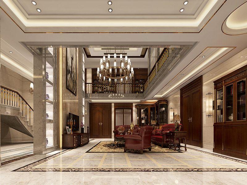常州市御城新中式風格別墅裝修案例