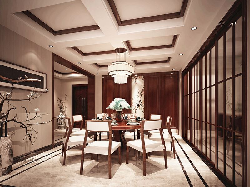 泰州市晨陽社區(qū)新中式風格復式裝修案例
