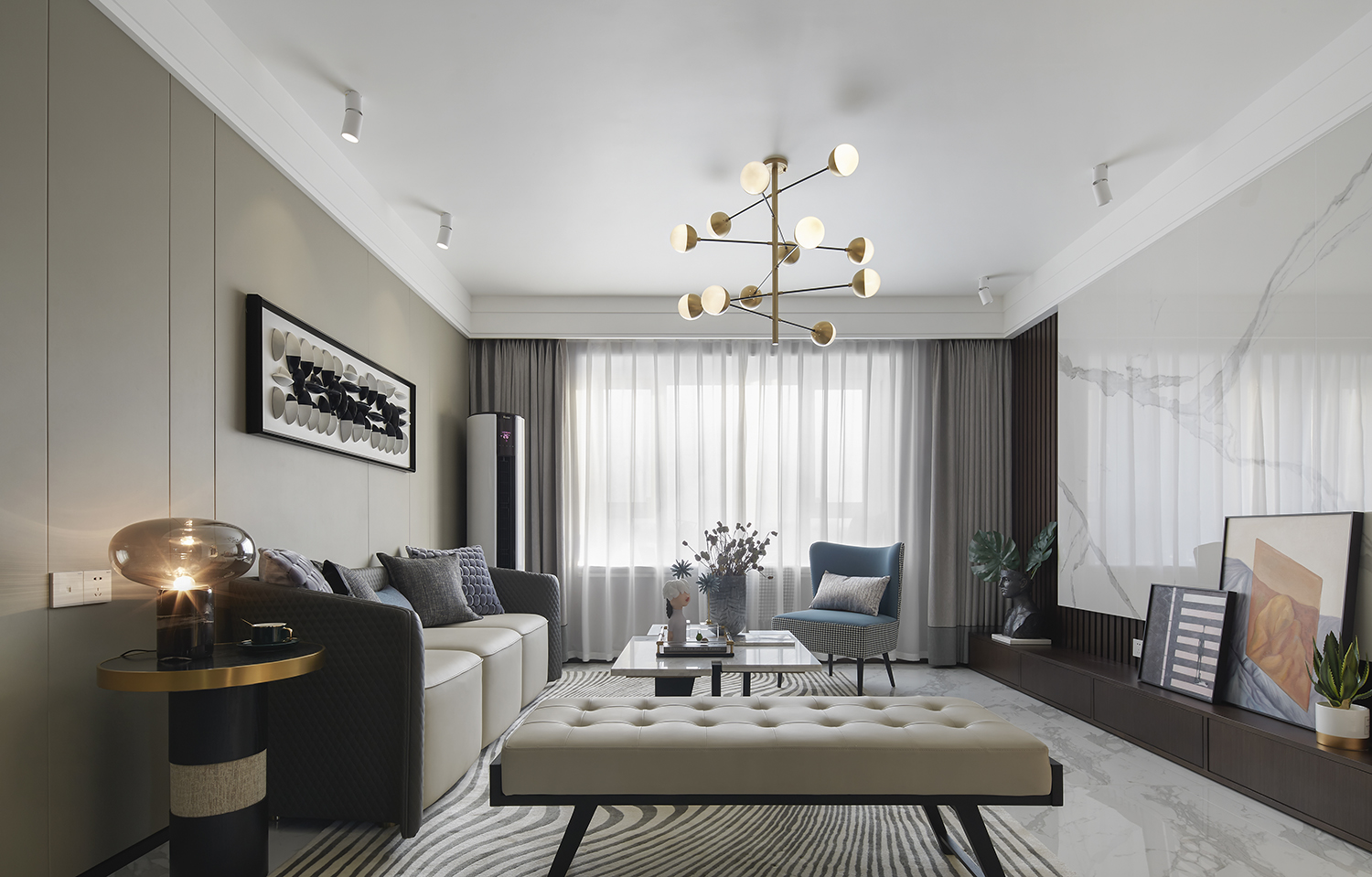 港式現代風格室內家裝案例效果圖-客廳 港式現代風格室內家裝案例效果圖-客廳