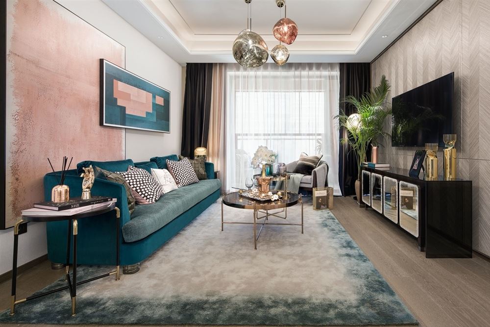 江門市柏麗灣輕奢風格三居室裝修案例