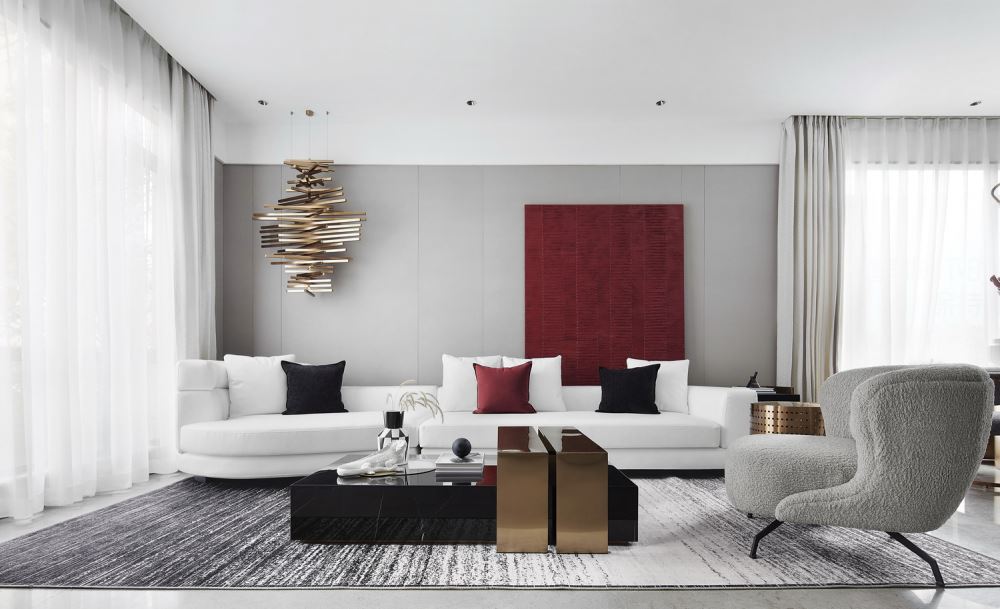 江門市柏麗灣輕奢風格三居室裝修案例