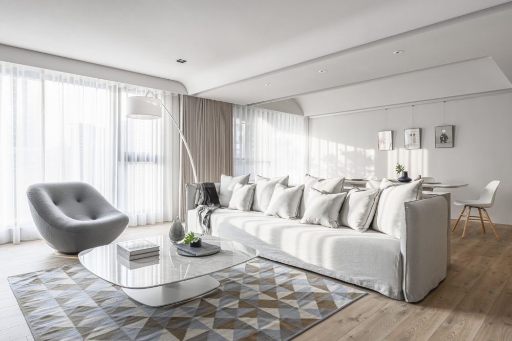 原木米白簡約風格室內家裝案例效果圖-客廳 原木米白簡約風格室內家裝案例效果圖-客廳