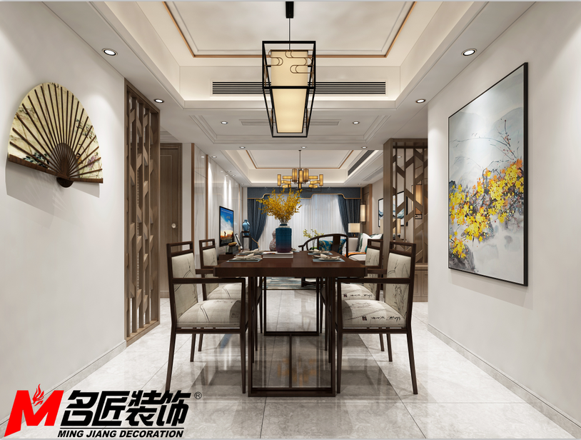 德陽(yáng)市174小區(qū)新中式風(fēng)格三居室裝修案例