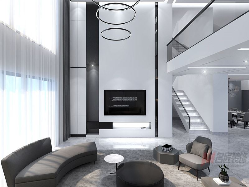 自貢市河畔雅居現代簡約風格別墅裝修案例