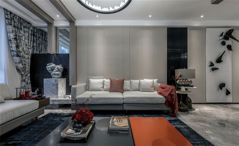 佛山市越秀閱湖臺新中式風格三居室裝修案例