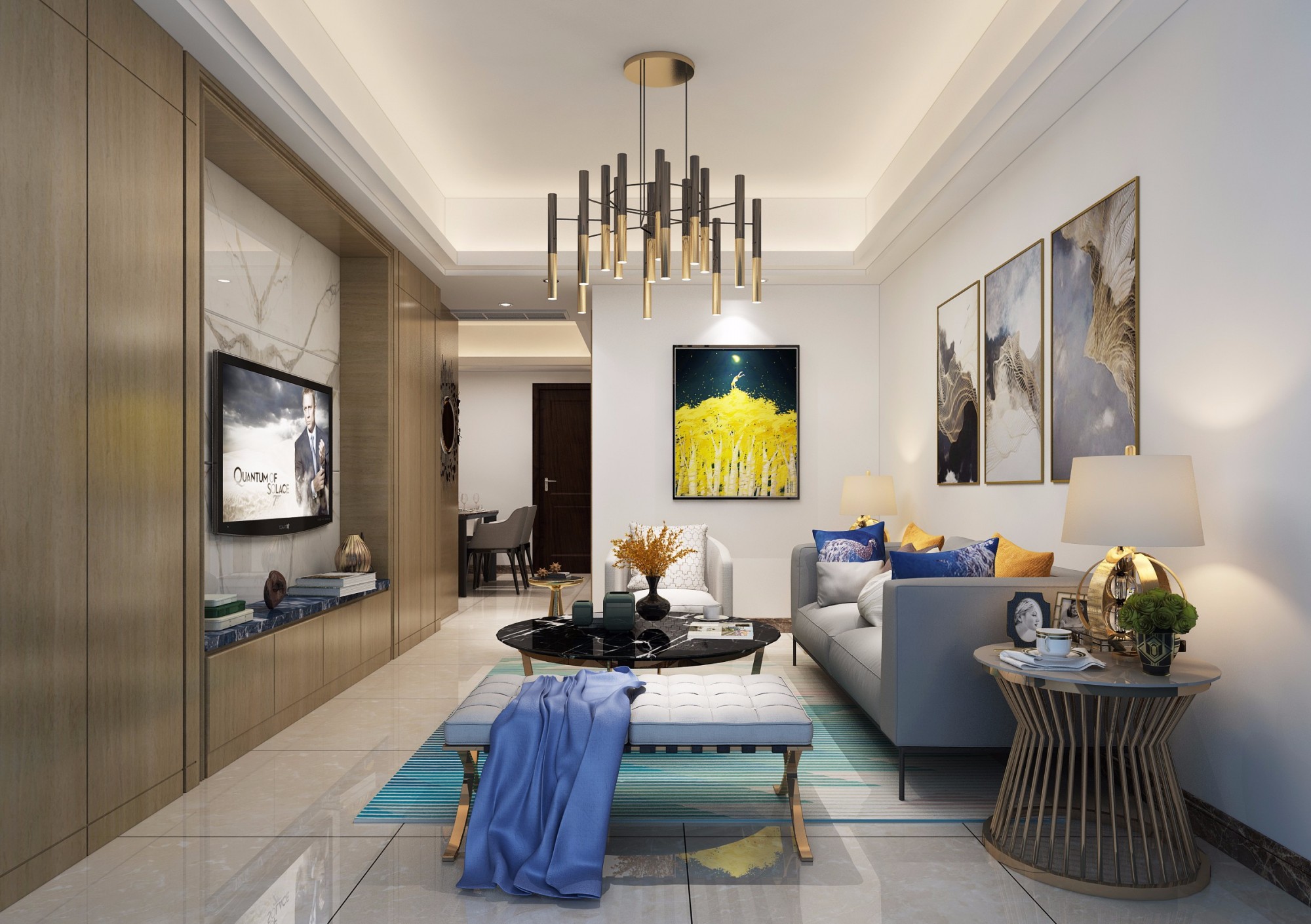 嘉興市翡翠公館現代簡約風格三居室裝修案例