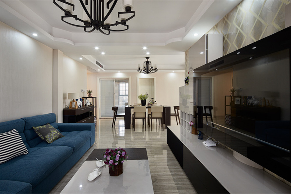 嘉興市江南春城現(xiàn)代簡約風格三居室裝修案例