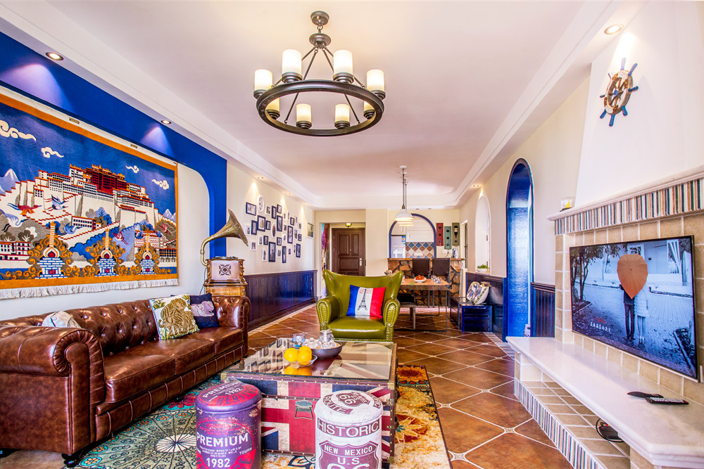 惠州市雅居樂白鷺湖一期地中海風格二居室裝修案例