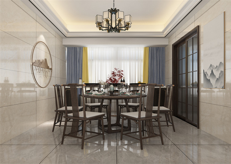 廣州市凱旋新世界新中式風格四居室裝修案例