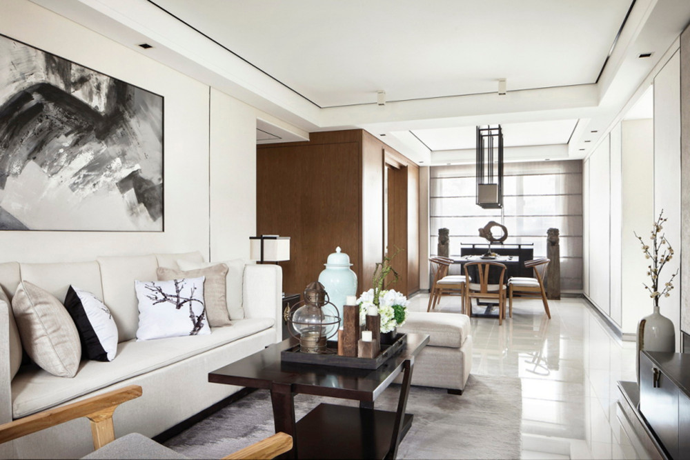 廣州市峰湖御境新中式風(fēng)格三居室裝修案例