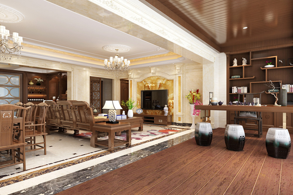 珠海市家和城新中式風格四居室裝修案例