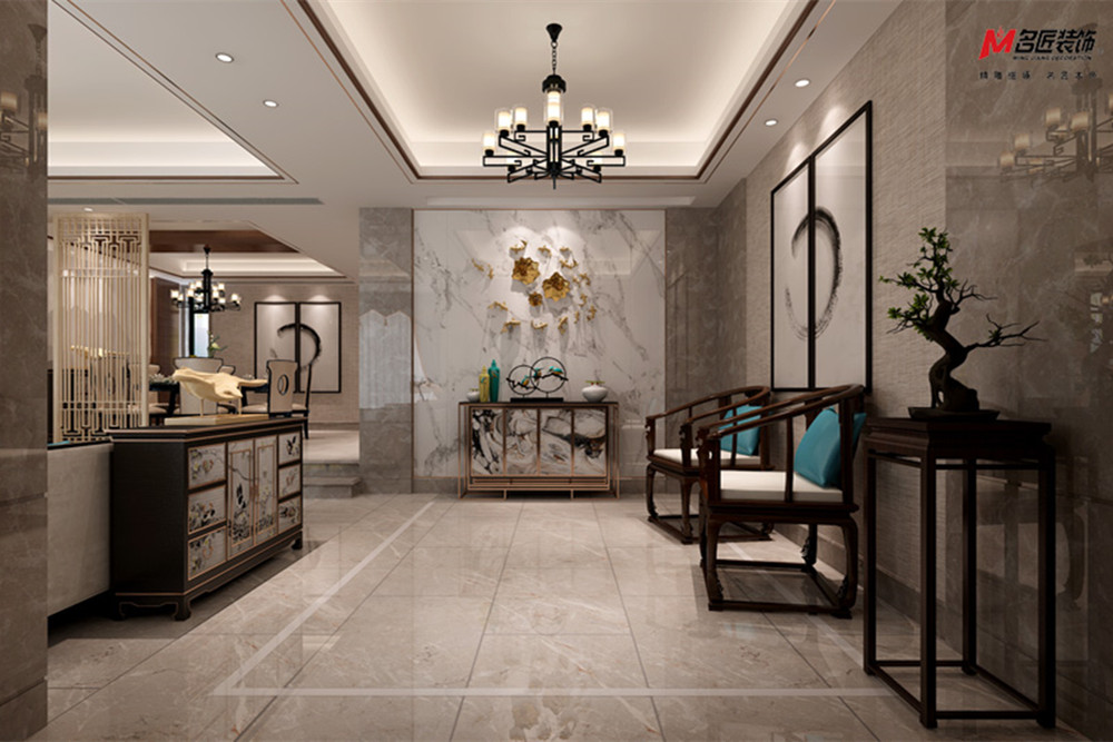 合肥市華地&middot;黃麓公館新中式風格四居室裝修案例