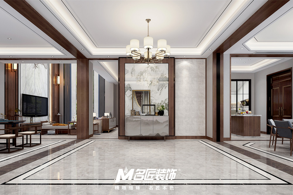 嘉興市嘉業陽光城新中式風格別墅裝修案例