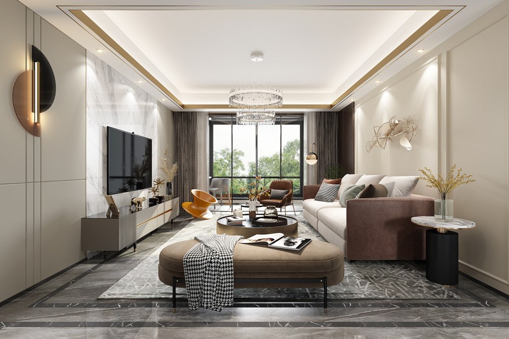 嘉興市大誠(chéng)金廷府輕奢風(fēng)格三居室裝修案例