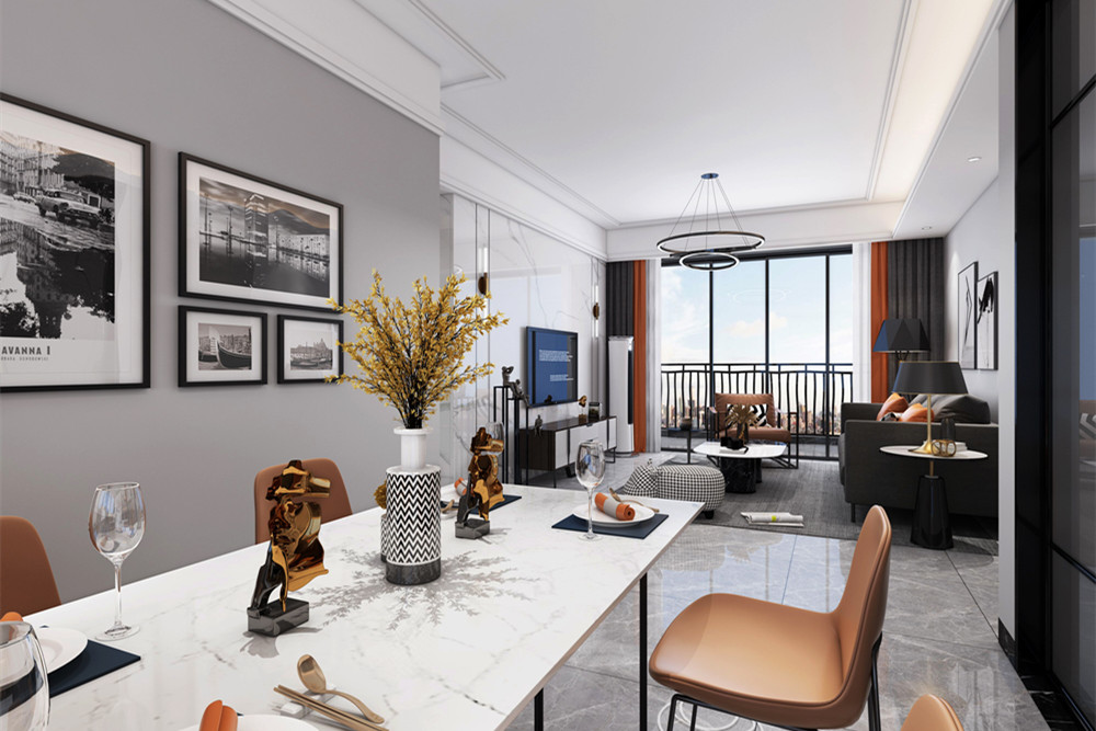 中山市優格國際輕奢風格三居室裝修案例