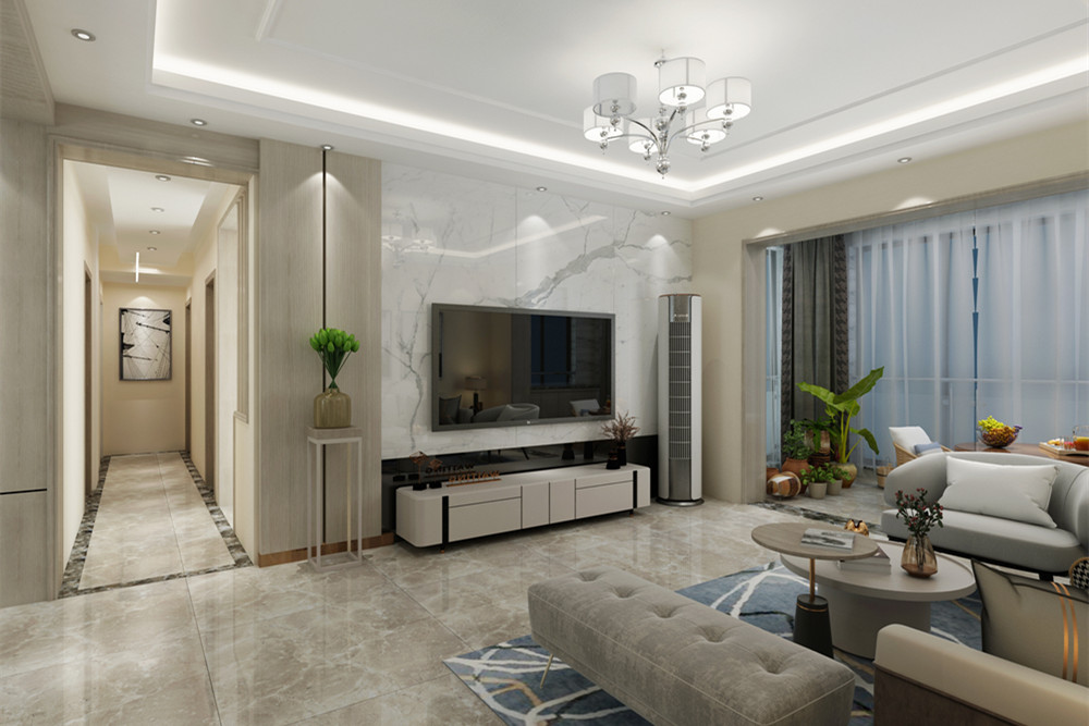 梧州市精通中央公園C區現代簡約風格三居室裝修案例