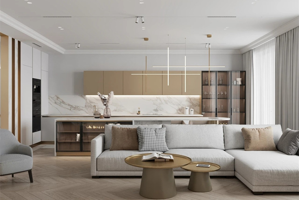 連云港市金橋家園輕奢風格三居室裝修案例