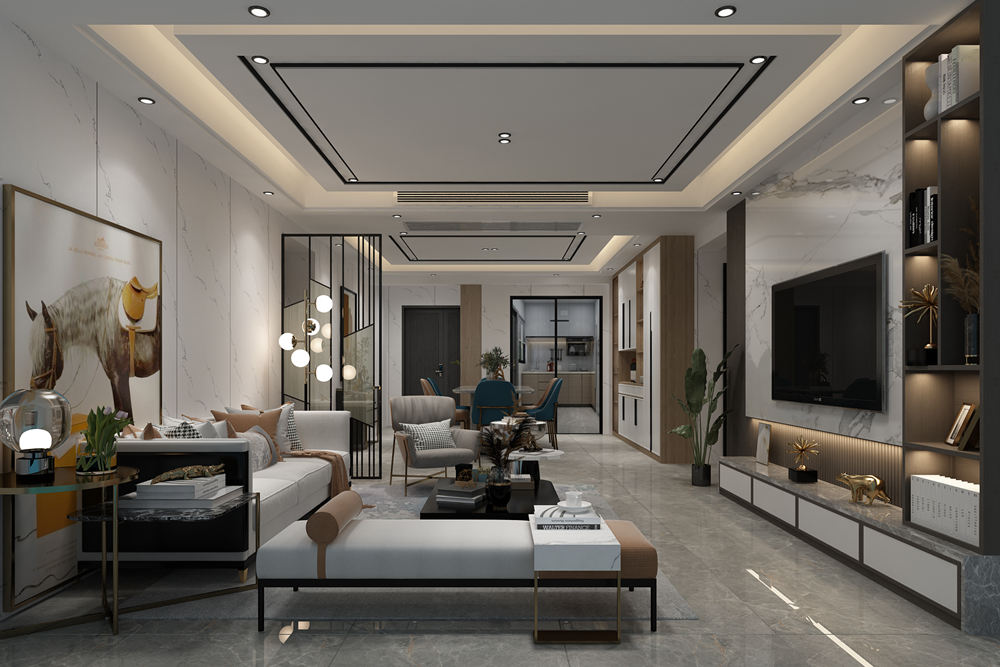 云浮市碧桂園山語輕奢風格三居室裝修案例