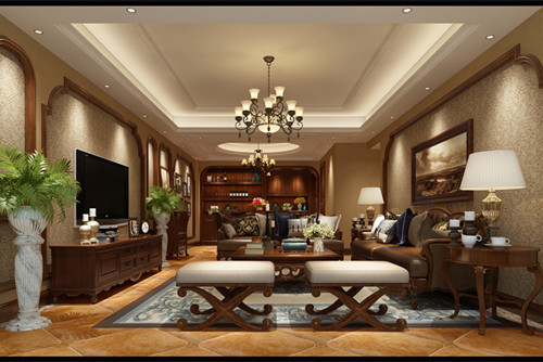 梧州市百匯幸福城新中式風格別墅裝修案例