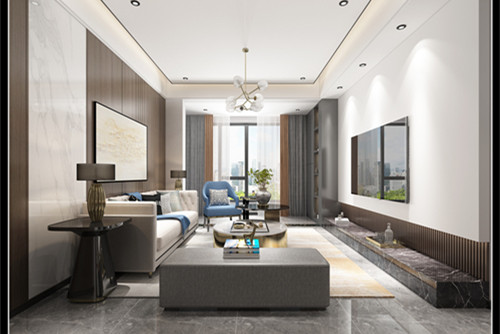 玉林市東湖一號輕奢風格三居室裝修案例