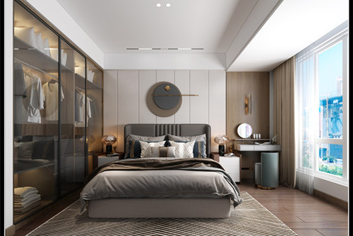 玉林市東湖一號現(xiàn)代簡約風格三居室裝修案例