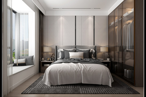 玉林市東湖一號現(xiàn)代簡約風格三居室裝修案例