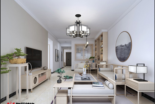 梧州市東山一街58號住宅樓新中式風格三居室裝修案例