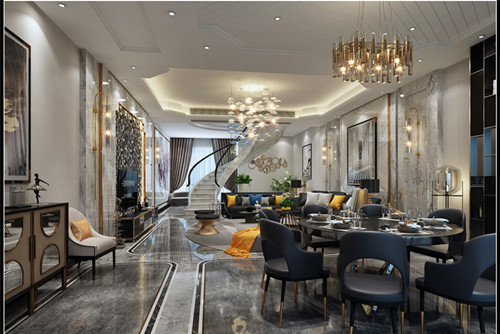 德陽市金雁明珠輕奢風格三居室裝修案例