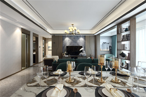 德陽市萬興 一品輕奢風格三居室裝修案例