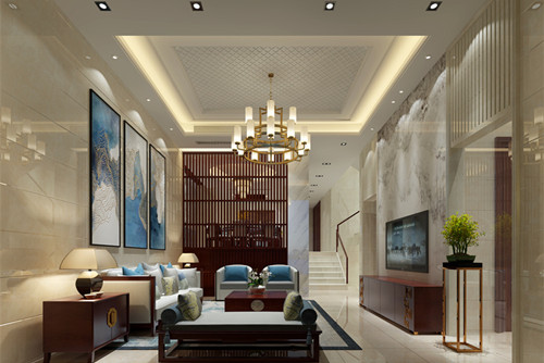 泰州201-300平米新中式風格綠城玉蘭花園室內(nèi)設計效果圖