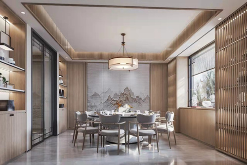 云浮市城基路小區新中式風格別墅裝修案例