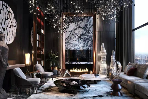 韶關市灝景藍灣現代風格三居室裝修案例