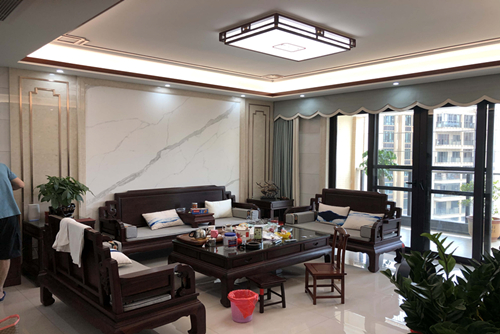 河源市華南城十里東岸四期洋房新中式風(fēng)格三居室裝修案例