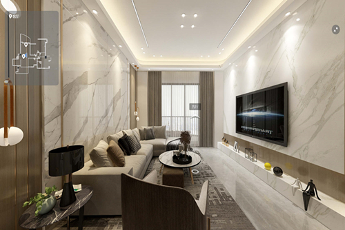 廣州市保利紫薇花園輕奢風格四居室裝修案例