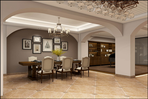 海口市濱江溫泉花園新中式風格別墅裝修案例
