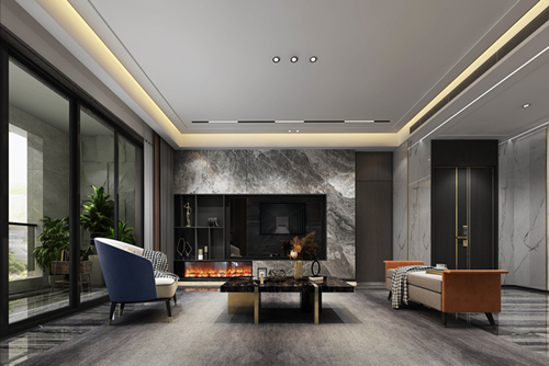 海口市濱江世紀佳城北區(qū)輕奢風格平層裝修案例