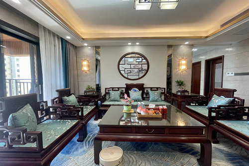 江門市恒大泉都別墅新中式風(fēng)格四居室裝修案例