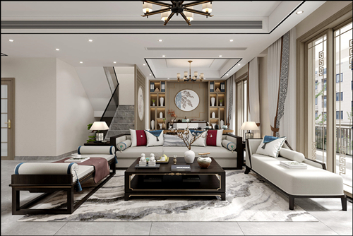 佛山市美的半島莊園新中式風格別墅裝修案例