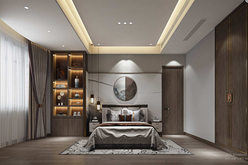 三明市公路新村新中式風(fēng)格別墅裝修案例