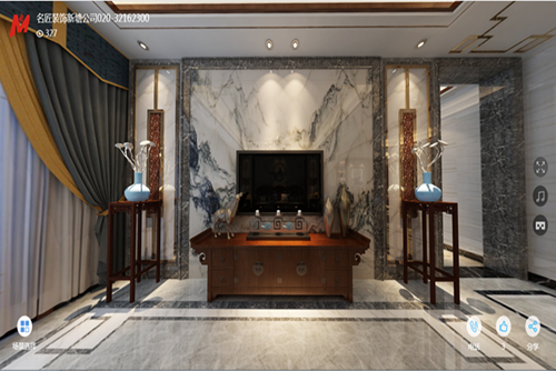 廣州市黃埔花園新中式風格五居室裝修案例