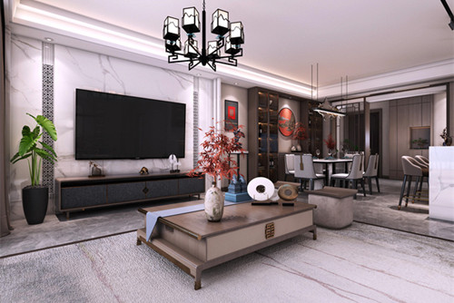 中山市鹿茵華庭新中式風(fēng)格三居室裝修案例