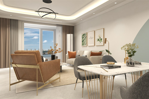 海口市濱河華庭現代簡約風格三居室裝修案例