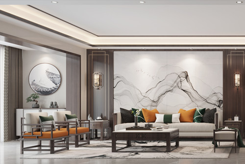 海口市海口華潤中心新中式風格四居室裝修案例