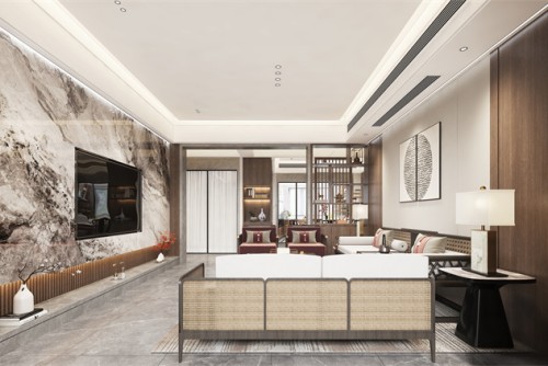 汕頭市寰宇天下花園新中式風格四居室裝修案例