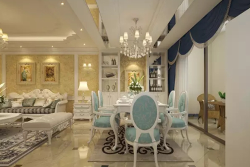 貴港市濱江小區歐式風格三居室裝修案例