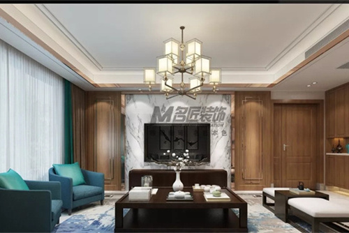 合肥市藍城鳳起巢鳴新中式風格四居室裝修案例